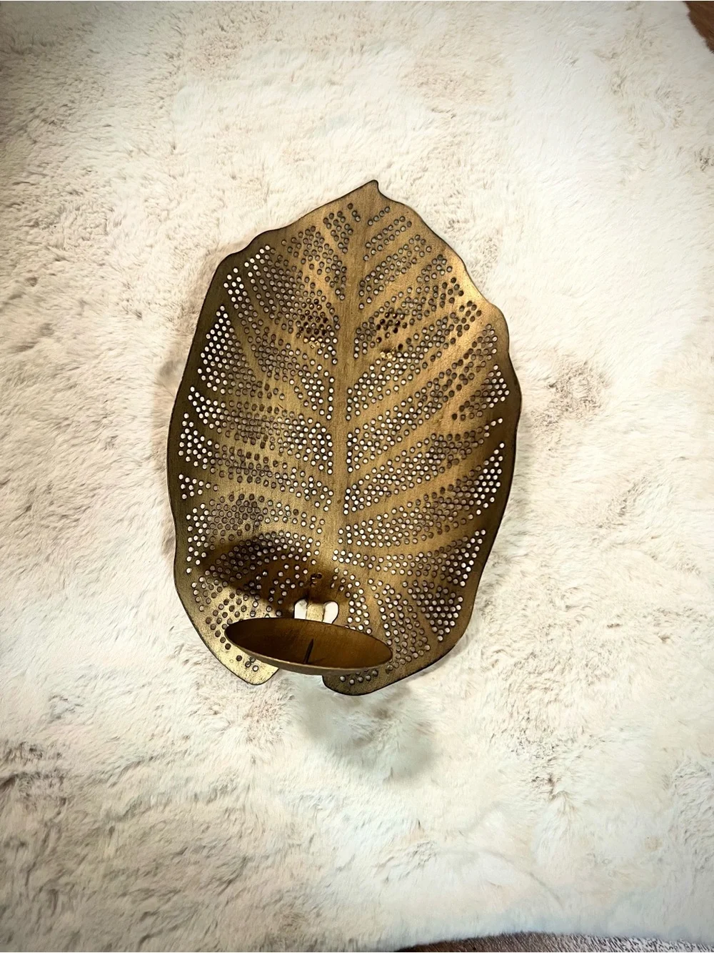 Gold Metal Leaf Wall Sconce Candle Holder - Home Wall Decor